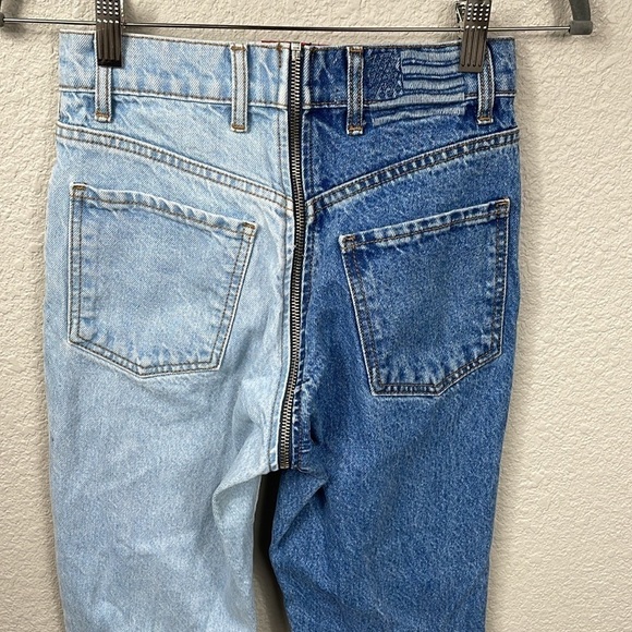 Revice Yin Yang Crop Jeans Split Light Dark Wash Zip Around Front to Back Sz 24 - Picture 9 of 16